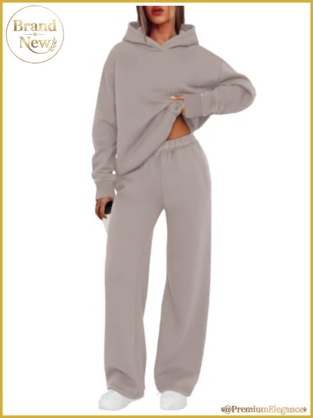 Womens 2 Piece Sweatsuit Hoodie & Wide Leg Sweatpants Lounge Set Matching